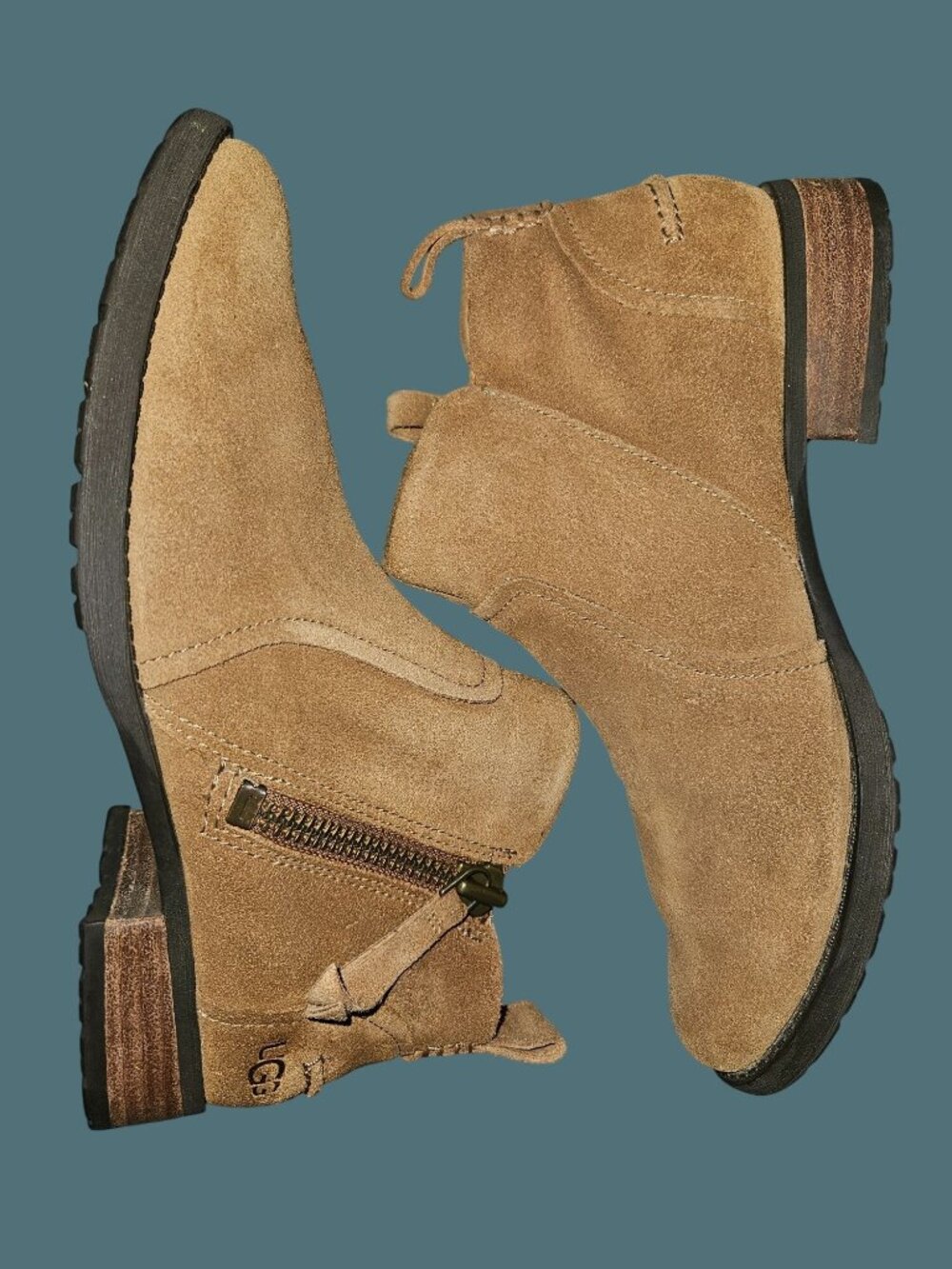 Ugg Upper Suede Side Zip Aureo Ankle Booties Women Size 6.5